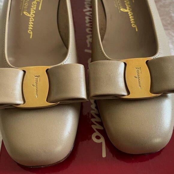 Brand New Salvatore Ferragamo liceo Women sz 5.5 b Tan Deserto Calf shoes - Picture 4 of 9